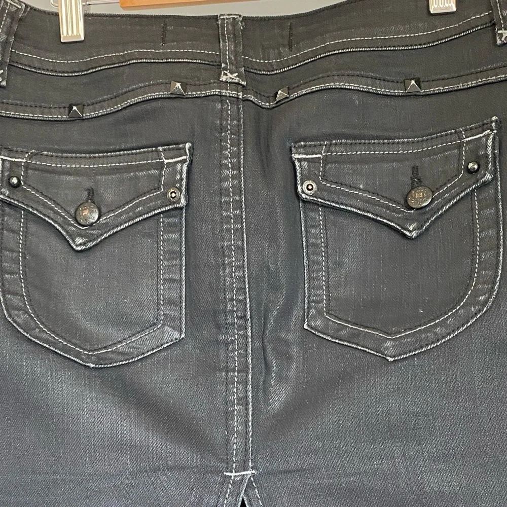 Used 1 More Denim Midi Skirt in Charcoal, Fits like a Size 28